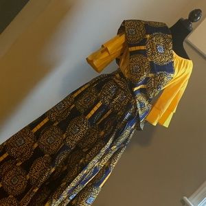 Blue white gold skirt  and a gold top